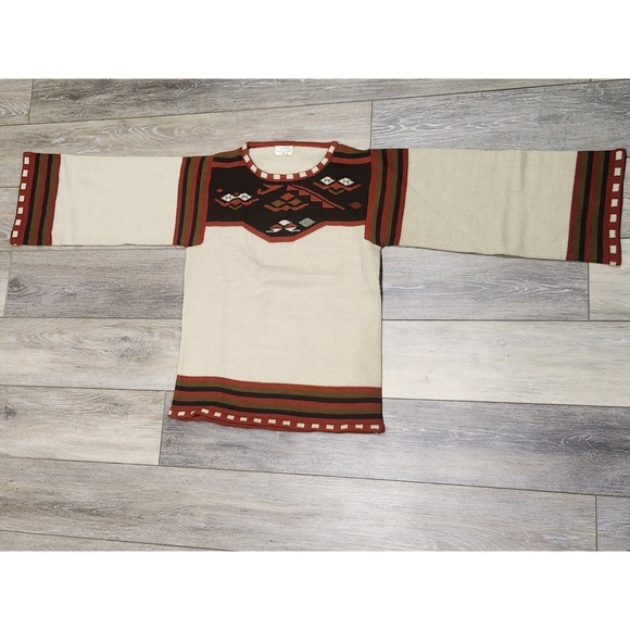 Sweaters - Womens Aztec Native Sweater Size Small Southwestern Bell Sleeve  Acrylic